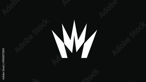 Graphic design of stylized white spikes against a black background, centered