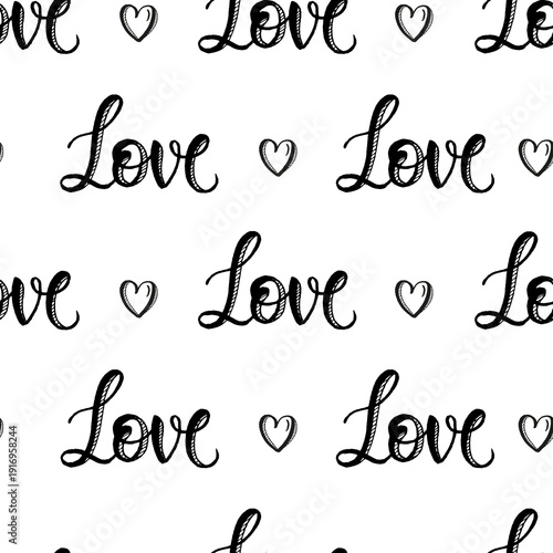 Love Muster, handgezeichnet, nahtlos Muster für Textilien, Papiere, etc.