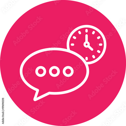 Chat bubble with three dots and a clock representing pending message or timed communication