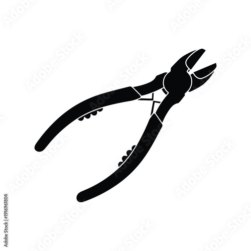 Wire Cutter Hand Tool Silhouette Vector Icon