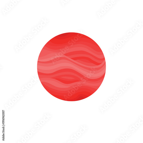 Vector flat illustration of red planet. Mars from solar system cartoon icon isolated on white background.