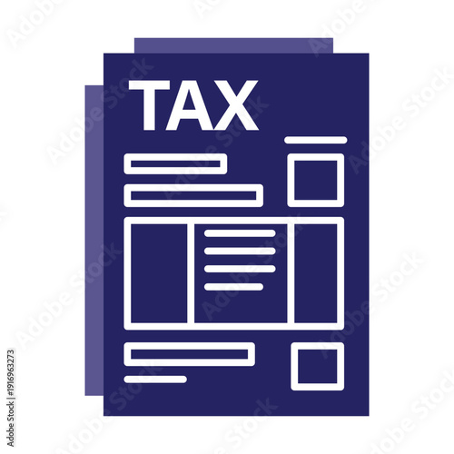 Blue tax form document illustration with white text and boxes for financial declaration concepts