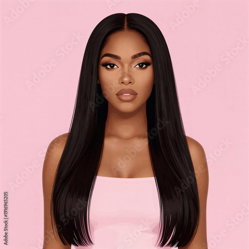 a beautiful girl with long hair. vector image, artificial intelligence generator, AI, neural network image. background for the design
