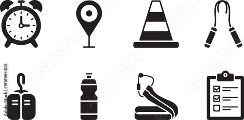 Icons representing various aspects of fitness and training activities