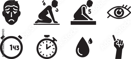 Symbols representing various aspects of health and lifestyle choices