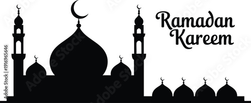 Ramadan Kareem mosque silhouette with domes Islam Muslim