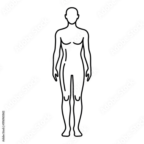 Simple line art illustration of a full human body outline on a white background.
