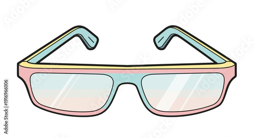 Colorful trendy eyeglasses with lenses.
