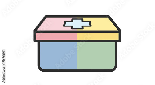 Colorful first aid kit box.