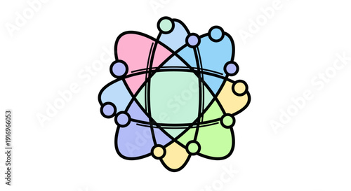 Colorful Atom Model Molecular Structure.
