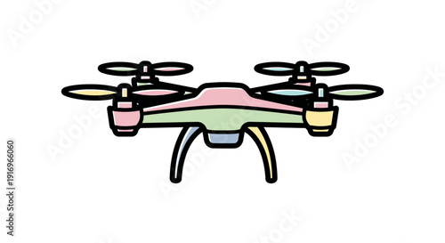 Multicolor Drone With Four Rotors.