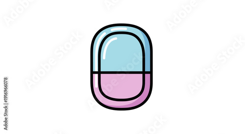 Colorful Cartoon Medicine Capsule Pill.