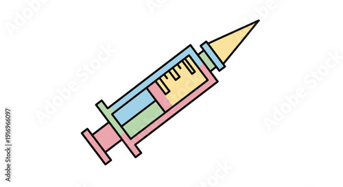 Colorful medical syringe with needle.