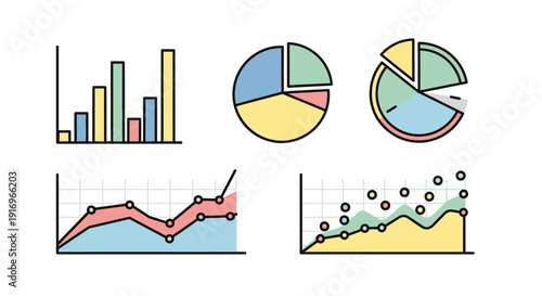 Business data analysis graph charts.