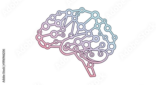 Cogwheel Brain Illustration with Gears.