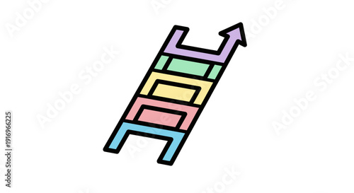 Colorful Staircase with Arrow Symbol.