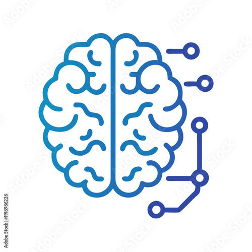 Modern illustration of a brain connected with digital network pathways