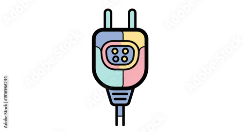 Colorful Electric Plug Closeup View.