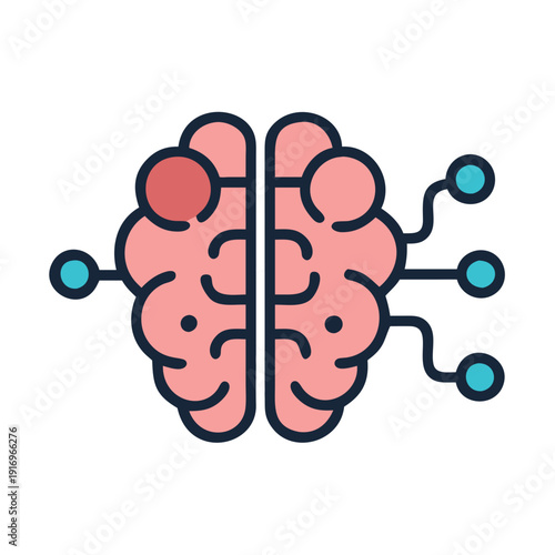 Illustration of a brain connected with digital neural networks