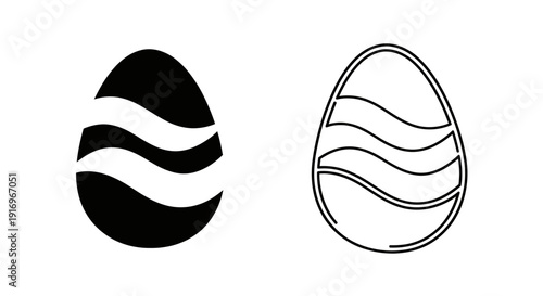 Easter egg design with minimalist wave pattern, modern artwork, vector illustration Vector