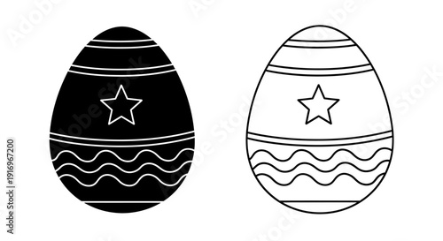 Black and white easter egg with star and waves design vector illustration Vector