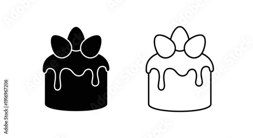 Chocolate and vanilla cake icons, minimalist style, vector illustration Vector