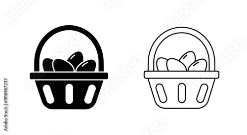 Easter basket with eggs and chocolates - happy easter holiday illustration Vector