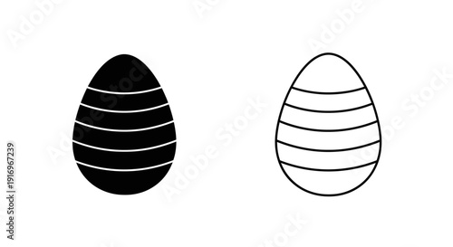 Two eggs with black and white stripes on white background Vector
