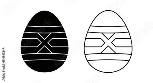 Easter eggs with x design, minimalist easter eggs, easter egg decoration ideas Vector