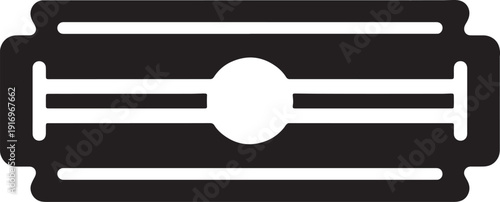 Black and white of a double edge razor blade with rounded corners also transparent background shaving