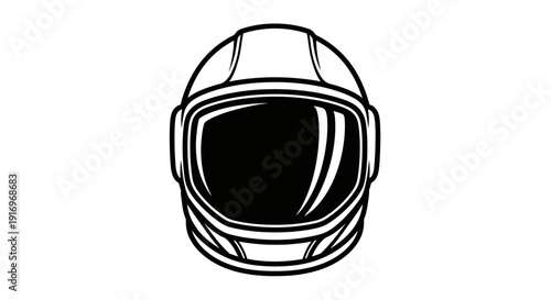 Astronaut helmet with black visor.