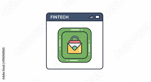 Fintech Secure Payment Lock Icon.