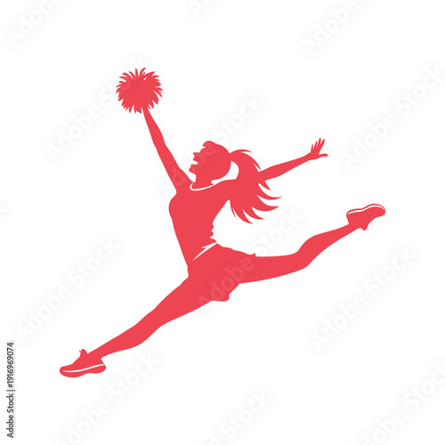 cheerleader jump logo design silhouette vector line art logo design