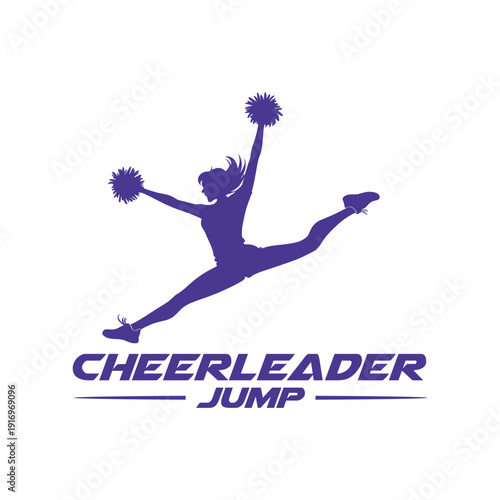 cheerleader jump logo design silhouette vector line art logo design