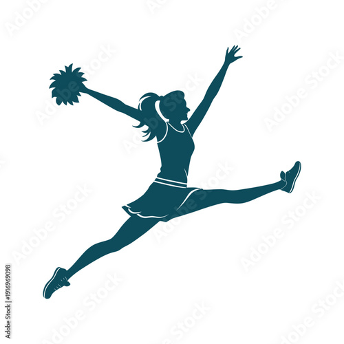 cheerleader jump logo design silhouette vector line art logo design