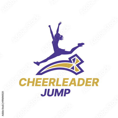 cheerleader jump logo design silhouette vector line art logo design