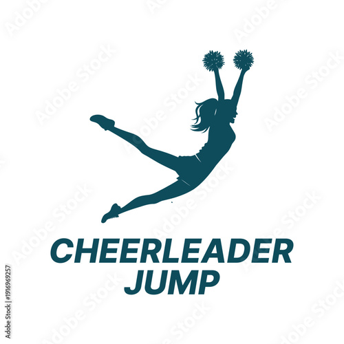 cheerleader jump logo design silhouette vector line art logo design