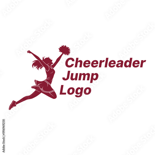 cheerleader jump logo design silhouette vector line art logo design