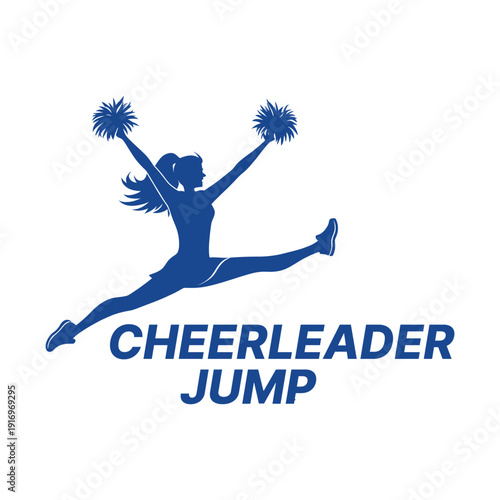 cheerleader jump logo design silhouette vector line art logo design