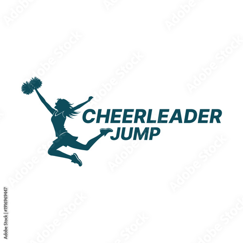 cheerleader jump logo design silhouette vector line art logo design