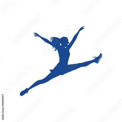 cheerleader jump logo design silhouette vector line art logo design