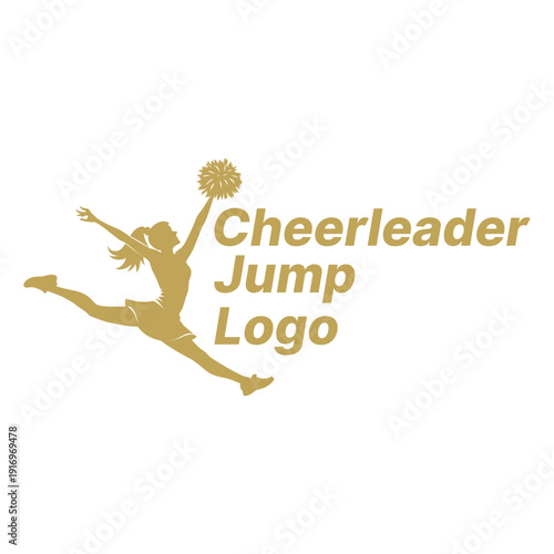 cheerleader jump logo design silhouette vector line art logo design