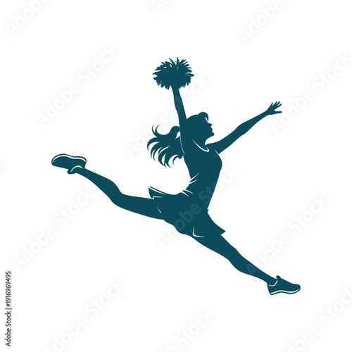 cheerleader jump logo design silhouette vector line art logo design