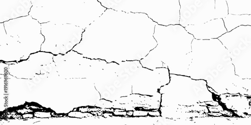 Urban decay wall texture featuring fractured plaster and chipped base, high detail surface cracks, modern grunge background.