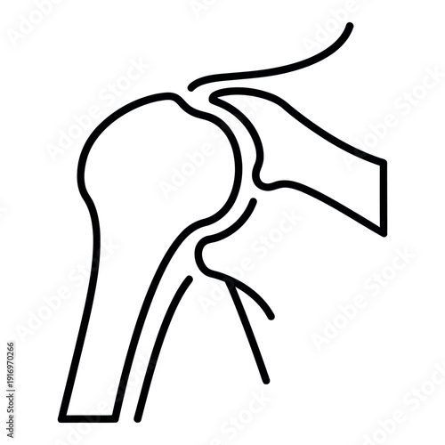 Minimalist vector icon representing the complex structure of the human shoulder joint.