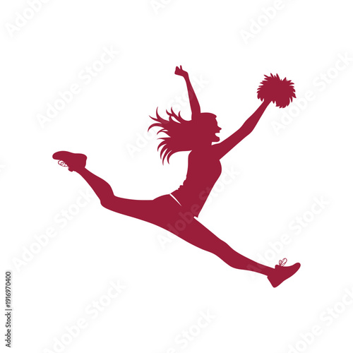 cheerleader jump logo design silhouette vector line art logo design