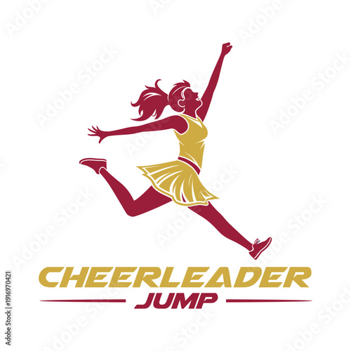 cheerleader jump logo design silhouette vector line art logo design