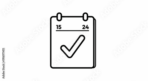 Check mark on calendar page icon.