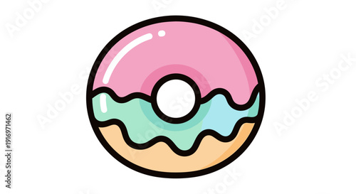 Colorful Cartoon Donut with Glaze.