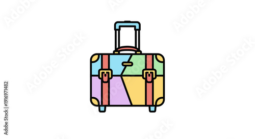 Colorful luggage travel bag icon.